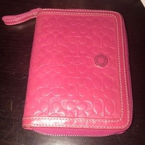 Pink Coach Leather Embossed PDA Zippered Case